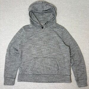 Gap Men's Sweatshirt Hoodie XL Marled Gray Black Elbow Patch Knit Pullover